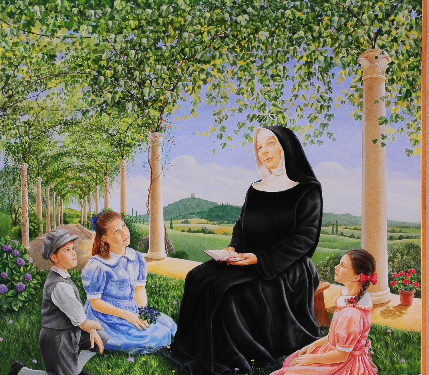 Dipinto di Madre Colomba Gabriel con i bambini